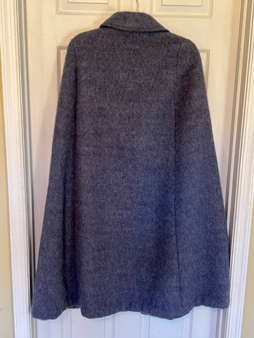 Vintage French Blue Wool Overcoat Cape Cloak Laine 40 8/M - Picture 6 of 11